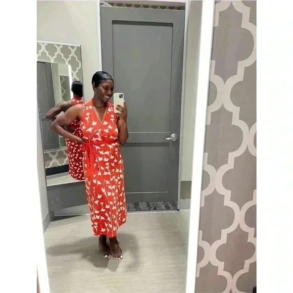 NWT Women's Collared Sleeveless Ginkgo Cherry Tomato Sweaterknit Midi Wr… - Picture 5 of 9